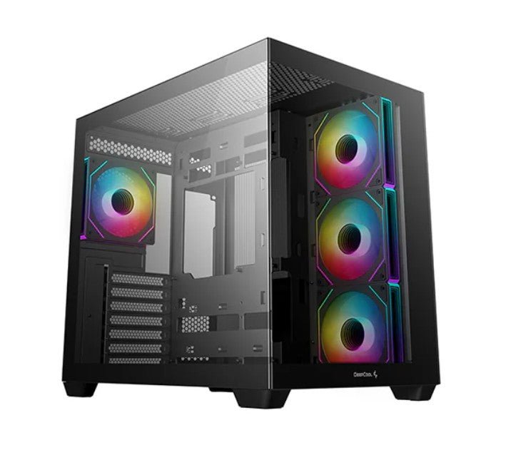 DeepCool CG530 4F ATX Case, Tempered Glass, 4 Pre-Instaled Fans, USB3.0×2、Gen2 Type-C x1、Audio/Mic×1, Cable, Supports Rear Connector - Leader Electronics