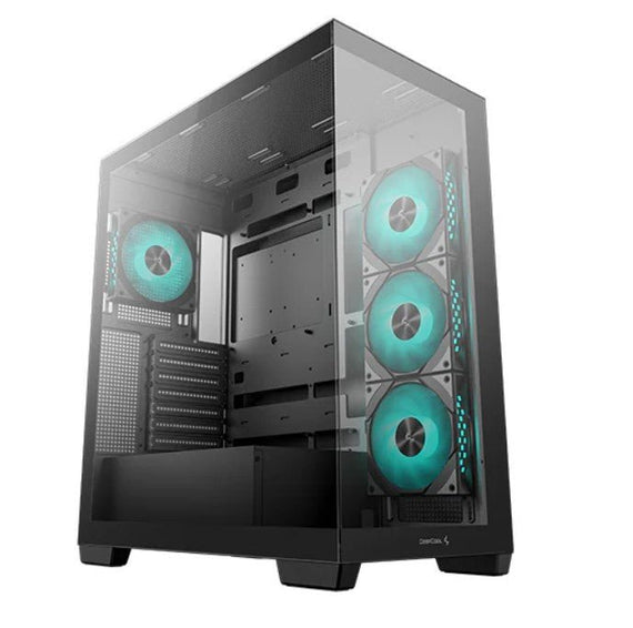 DeepCool CG580 4F Panoramic ATX Mid-Tower Case, 4 x Pre Installed Fans Single Chamber, Support Up to 2x 360mm Radiators, Front 2x USB3.0 - Leader Electronics