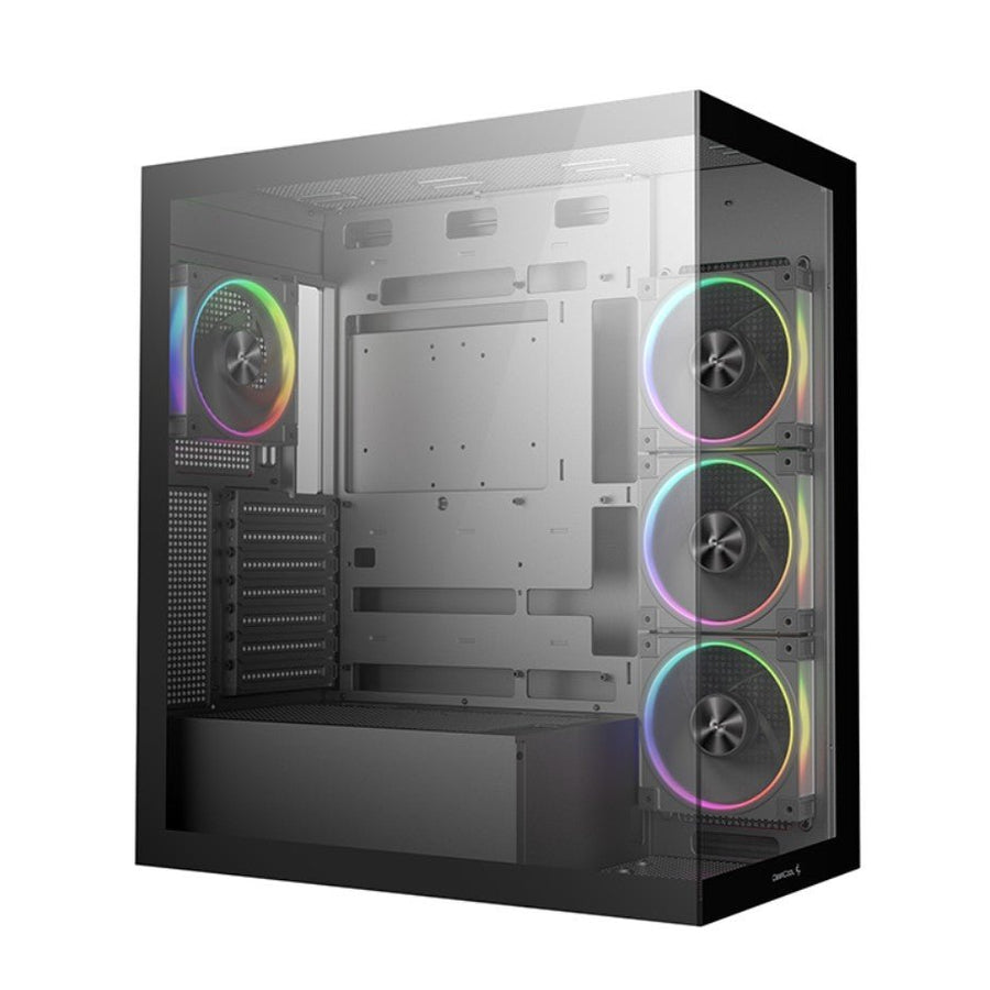 DeepCool CG580 4F v2 Panoramic ATX Mid-Tower Case, 4 x Pre Installed Fans Single Chamber, Support Up to 2x 360mm Radiators, Front 2x USB3.0 - Leader Electronics
