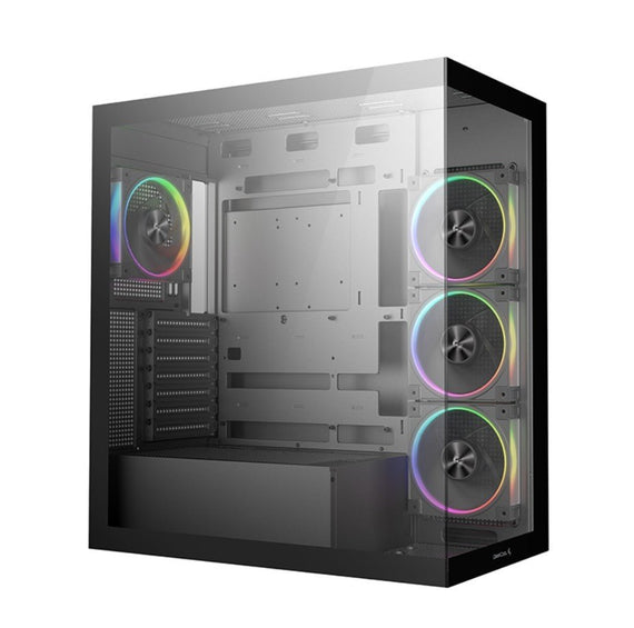 DeepCool CG580 4F v2 Panoramic ATX Mid-Tower Case, 4 x Pre Installed Fans Single Chamber, Support Up to 2x 360mm Radiators, Front 2x USB3.0 - Leader Electronics