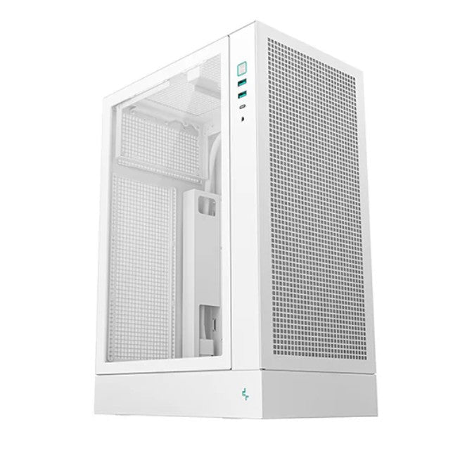 DeepCool CH170 PLUS WH Vertical Micro-ATX Compact Case, USB3.0×2, Gen2 Type-C x1, Audio/Mic×1 - Leader Electronics