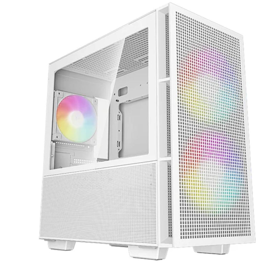 DeepCool CH360 Digital White Micro ATX Case, Digital Status Display, Tempered Glass Window,1x USB 3.0, 1x USB-C, HD Aud - Leader Electronics