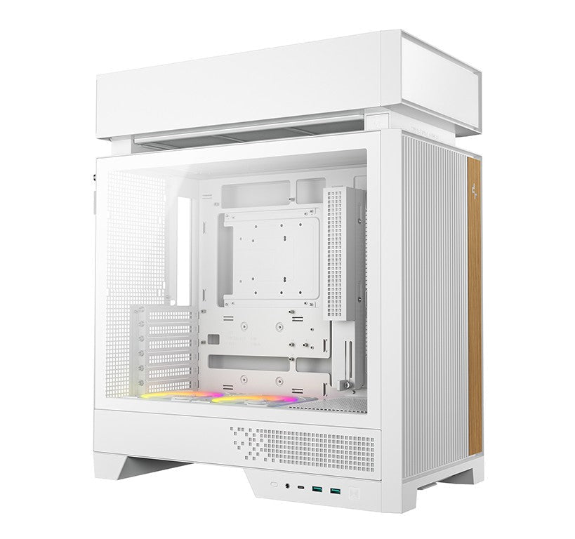 DeepCool CL660 WH Innovative Compartmentalized Optimized ATX Case Pre-installed Dual ARGB Fans, Build-in Atmosphere - Leader Electronics