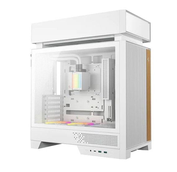 DeepCool CL6600 WH Innovative Compamentalized Compact ATX Case, Pre-installed 360mm Liquid Cooler, Dual ARGB Fans - Leader Electronics