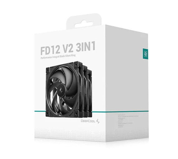 DeepCool FD12 V2 3IN1 120mm Performance Integral Blade Silent Ring Case Fans, 4-pin PWM, 500~2500 RPM, Hydro Bearing - Leader Electronics