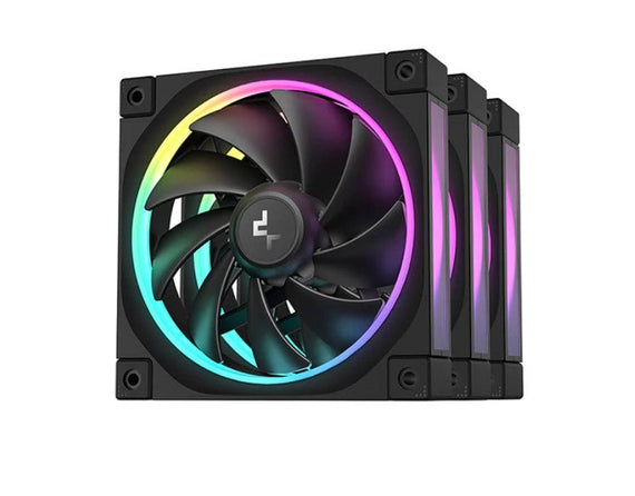 DeepCool FL12 3IN1 (3-Pack) 120mm Unique ARGB Fans, Low Noise, 4-pin PWM, Fluid Dynamic Bearing, Addressable RGB LED - Leader Electronics