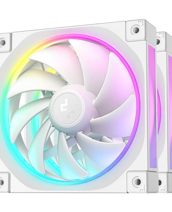 DeepCool FL12 3IN1 WH (3-Pack) 120mm Unique ARGB Fans, Low Noise, 4-pin PWM, Fluid Dynamic Bearing, Addressable RGB LED - Leader Electronics