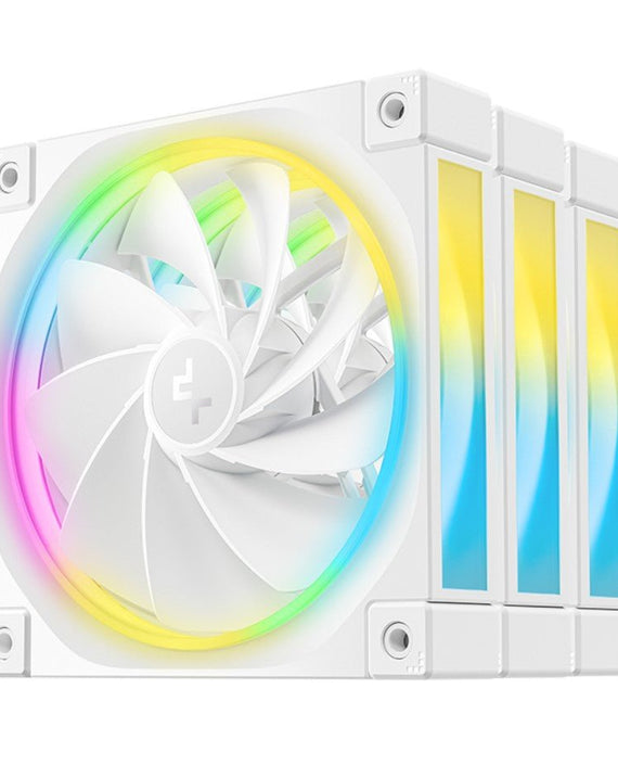 DeepCool FL12R White 120mm (3-Pack) Unique Addressable RGB High Performance Fans, Low Noise, 4-pin PWM, Fluid Dynamic Bearing - Leader Electronics