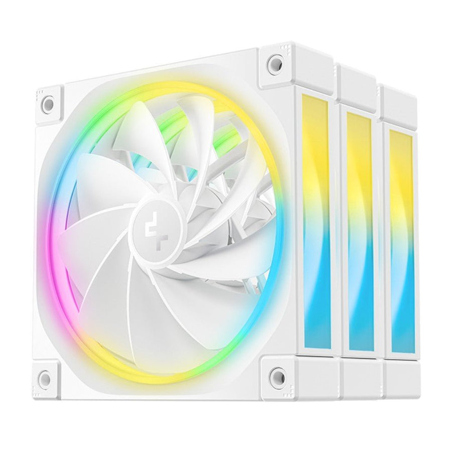 DeepCool FL12R White 120mm (3-Pack) Unique Addressable RGB High Performance Fans, Low Noise, 4-pin PWM, Fluid Dynamic Bearing - Leader Electronics