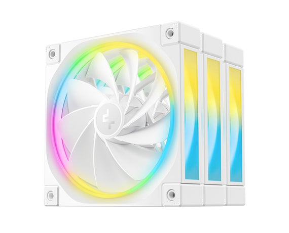 DeepCool FL12R White 120mm (3-Pack) Unique Addressable RGB High Performance Fans, Low Noise, 4-pin PWM, Fluid Dynamic Bearing - Leader Electronics