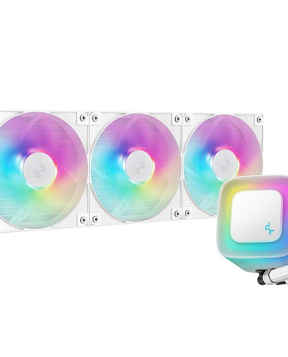 DeepCool LE360 WH V2 WhiteLiquid Cooler 360 mm 6th Gen Pump up to 3400 PWM, Hydro Bearing, IntelLGA1851/1700/1200/1151/1150/1155, AMDAM5/AM4 - Leader Electronics