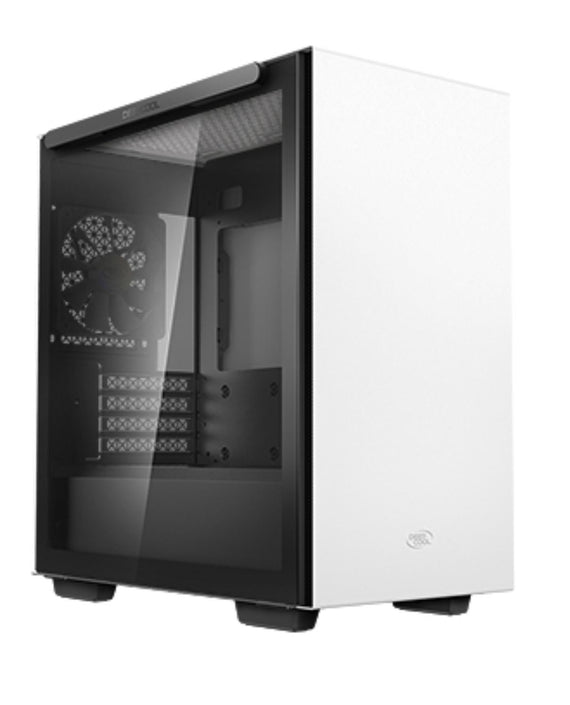 DeepCool MACUBE 110 White Minimalistic Micro-ATX Case, Magnetic Tempered Glass Panel, Removable Drive Cage, Adjustable GPU Holder, 1xPreinstalled Fan - Leader Electronics