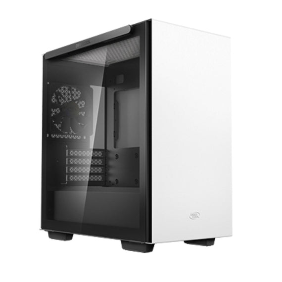 DeepCool MACUBE 110 White Minimalistic Micro-ATX Case, Magnetic Tempered Glass Panel, Removable Drive Cage, Adjustable GPU Holder, 1xPreinstalled Fan - Leader Electronics