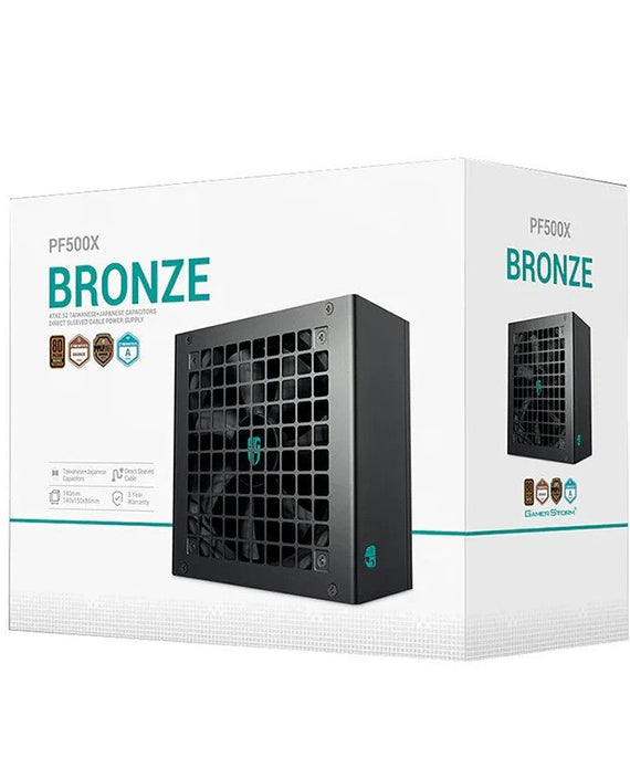 DeepCool PF500X 500W Gamer Storm 80+ Bronze/ Cybenetics ATX Power Supply 120mm Fan, Japanese & Taiwanese Capacitors, DC to DC, ATX12V V2.52 - Leader Electronics