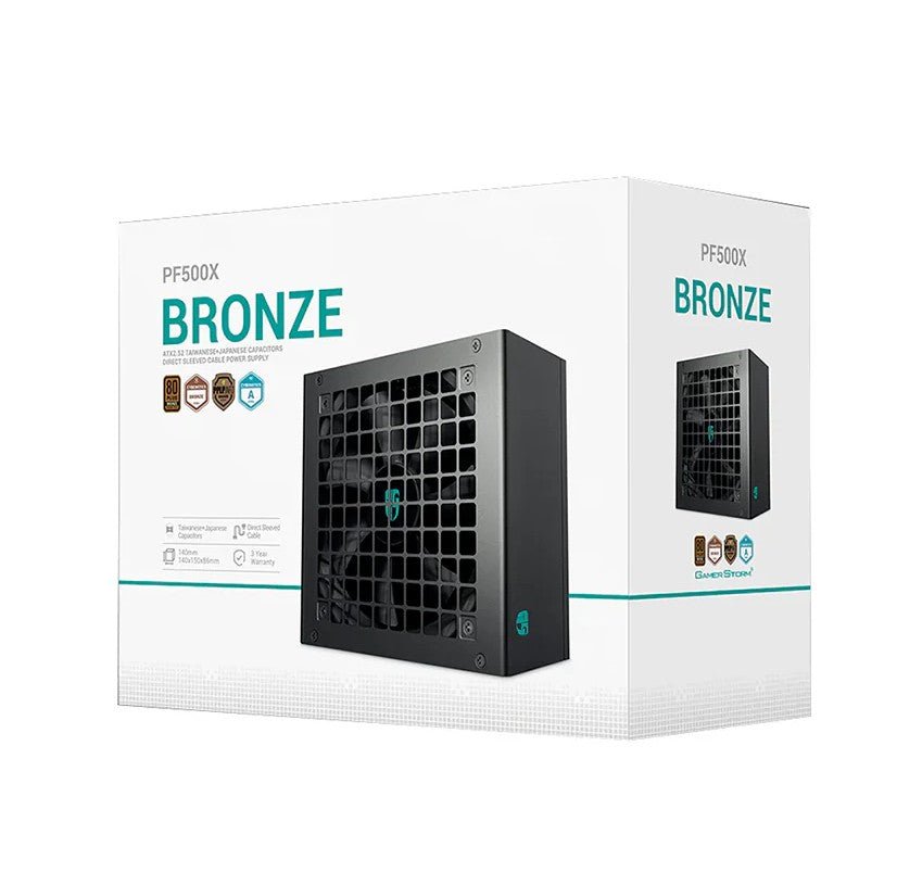 DeepCool PF500X 500W Gamer Storm 80+ Bronze/ Cybenetics ATX Power Supply 120mm Fan, Japanese & Taiwanese Capacitors, DC to DC, ATX12V V2.52 - Leader Electronics