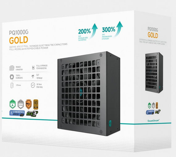 DeepCool PQ1000G 1000W Gamer Storm 80+ Gold/Cybenetics Fully Modular ATX Power Supply 120mm Fan, Japanese Capacitors, DC to DC, ATX12V V3.1, - Leader Electronics