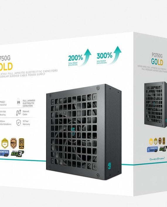 DeepCool PQ750G 750W Gamer Storm 80+ Gold/Cybenetics Fully Modular ATX Power Supply 120mm Fan, Japanese Capacitors, DC to DC, ATX12V V3.1, - Leader Electronics