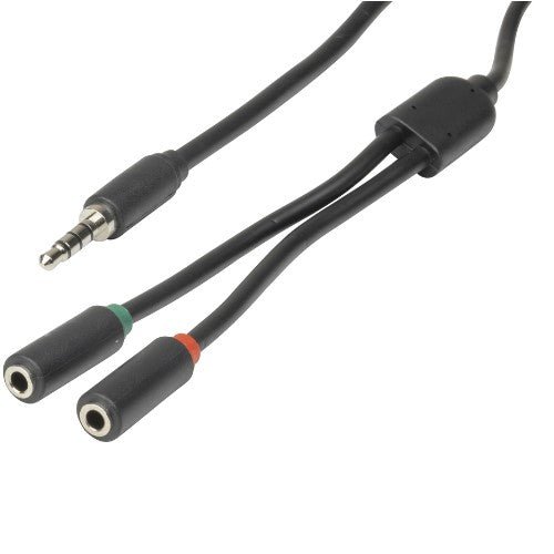 Digitech 3.5mm 4 Pole Plug to 2 x 3.5mm Socket Cable - 250mm - Leader Electronics