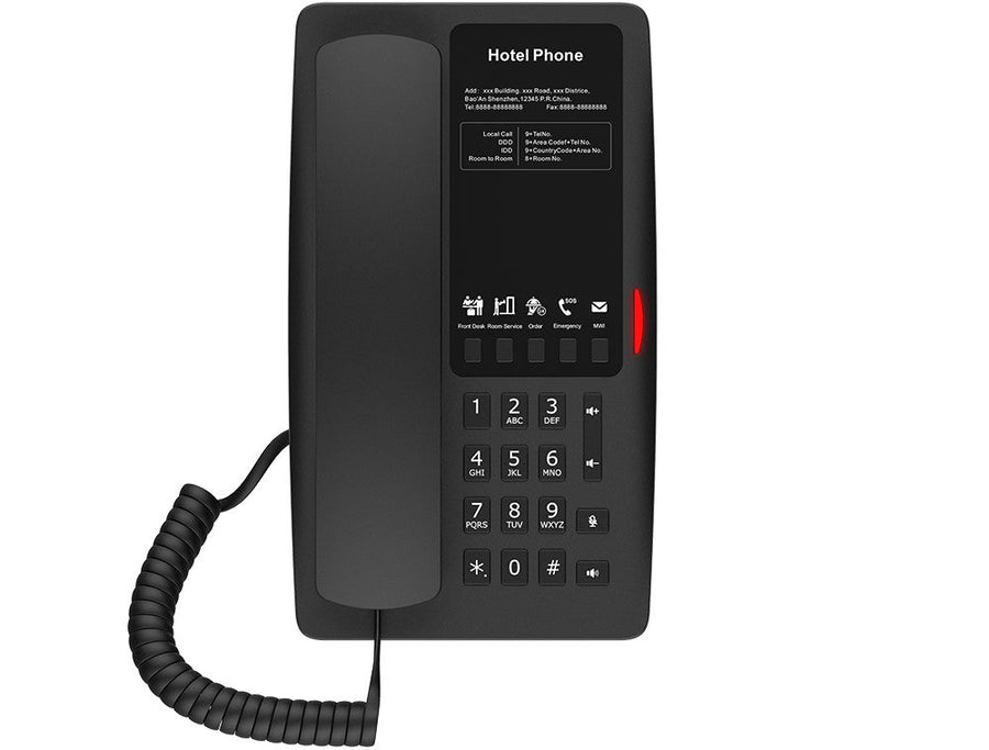 FANVIL, H4 Hotel IP Phone, Black, Cost-effective hotel IP phone, HD voice, 0/100Mbps Ethernet, and PoE, 5 programmable soft keys - Leader Electronics
