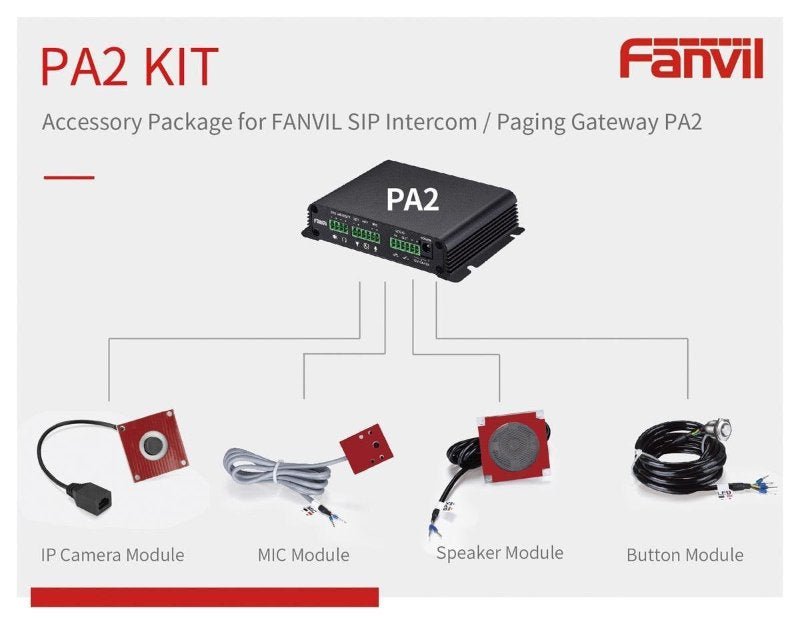 Fanvil PA2 Accessories Kit to suit IPF-PA2, Official Kit For Fanvil PA2 SIP Paging Gateway & Video Intercom. - Leader Electronics