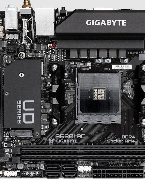 Gigabyte A520I AC AMD A520 Mini-ITX Ultra Durable Motherboard with Direct 6 Phases Digital VRM, Onboard Intel 802.11ac WIFI, PCIe 3.0 x4 M.2 - Leader Electronics