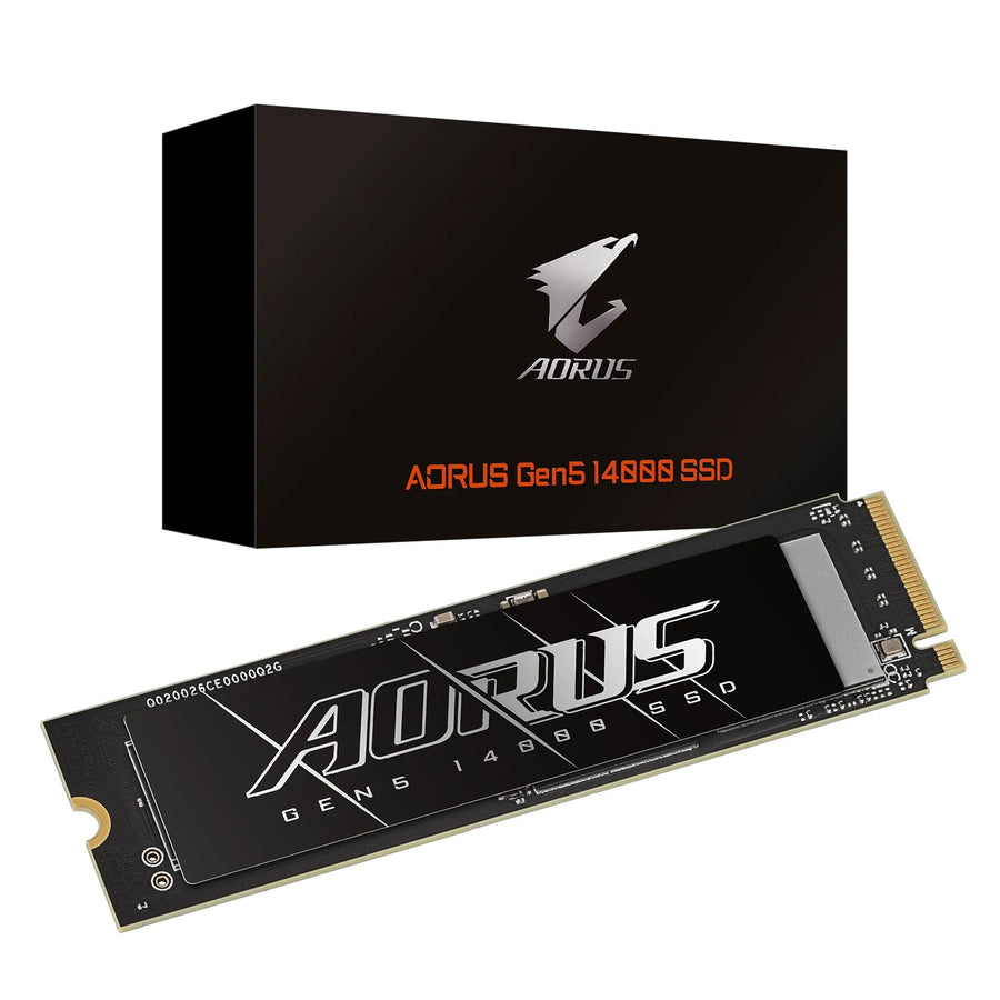 Gigabyte AORUS Gen5 14000 SSD 2TB PCIe5x4 NVMe2.0 M.2 3D TLC LPDDR4 4GB 14500/12700MB/s 80×22×3.5mm MTBF1.6M 11.5W 5yr/1400TBW - Leader Electronics