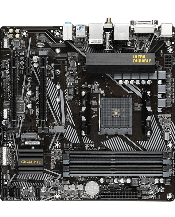Gigabyte B550M DS3H AC AM4 Ryzen mATX Motherboard, 4x DDR4, 3x PCI-e, 2x M.2, 4x SATA III, RAID 0/1/10, 4x USB 3.2, 4x USB 2.0 - Leader Electronics
