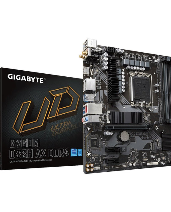 Gigabyte B760M DS3H AX DDR4 Intel LGA 1700 m-ATX Motherboard, 4x DDR4 ~128GB, 1x PCI-E x16, 1x PCI-E x1, 2x M.2, 4x SATA, 3x USB 3.2, 2x USB 2.0, 1x T - Leader Electronics