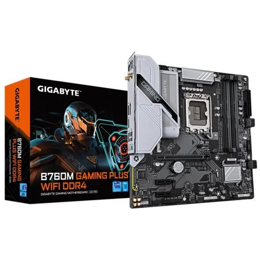 Gigabyte B760M GAMING PLUS WIFI DDR4, Intel B760, LGA1700 12th–14th Gen, DDR4 128GB, PCIe 4.0 x16, Wi-Fi 6, mATX - Leader Electronics