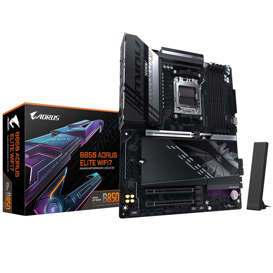 Gigabyte B850 A ELITE WF7 1.0, AMD AM5, 4 x DDR5 up to 256 GB, 1 x HDMI. 3x PCI Express x16, 3 x M.2, 4 x SATA, 9x USB 3.2 - Leader Electronics