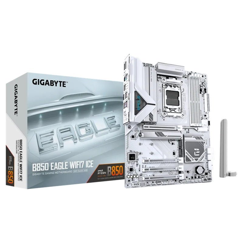 Gigabyte B850 EAGLE WF7 ICE, AMD AM5, 4 x DDR5 up to 256 GB, 1 x HDMI, 4 x PCI Express x16, 3 x M.2, 6 x USB 3.2, 2.5GbE LAN - Leader Electronics