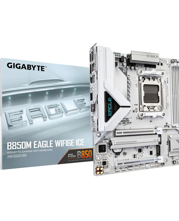 Gigabyte B850M EAGLE WF6E ICE, AMD AM5, 4 x DDR5 up to 256 GB, 1 x HDMI, 1 x PCI Express x16, 2 x M.2, 4 x SATA, 1x USB 3.2 - Leader Electronics