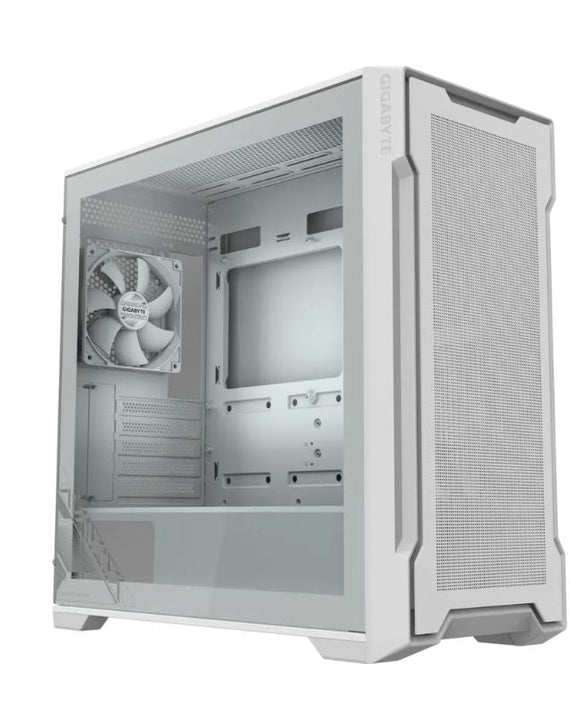 GIGABYTE C102 GLASS ICE Mid Tower case, H450x W210x D450 mm, White, 5 Expansion slots, 2x 3.5' Drive Support, 2 + 1 x 2.5' Drive Support, USB 3.0 x2 - Leader Electronics