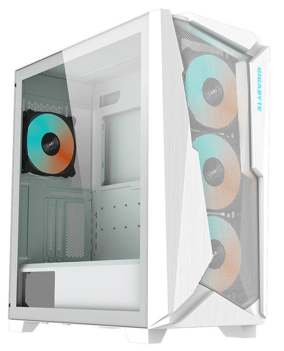 Gigabyte C301 RGB Tempered Glass E-ATX White Mid Tower Gaming Chassis 2x3.5' 2x2.5' 2xUSB3.0 Detachable Dust Filter Liquid Cooling PSU Standard ATX - Leader Electronics