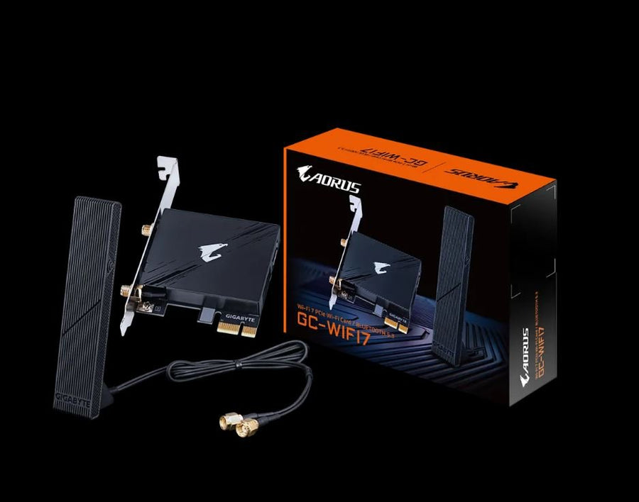 Gigabyte GC-WIFI7 Motherboard, Wi-Fi 7, up to 5800Mbps, up to 320MHz bandwidth support across the 2.4GHz, 5GHz, and 6GHz bands, 2Tx2R antenna, PCIe x1 - Leader Electronics