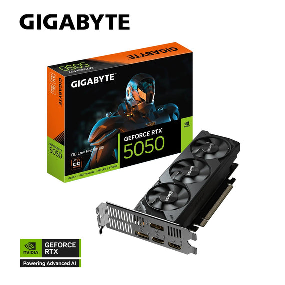 Gigabyte GeForce RTX™ 5050 OC Low Profile 8G, 20 Gbps, GDDR6, 128 bit, PCI-E 5.0, DirectX 12 API, PSU 550W, 8 Pin*1, HDMI 2.1b *2 - Leader Electronics