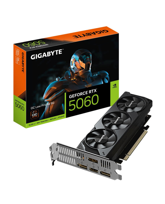 Gigabyte GeForce RTX™ 5060 OC Low Profile 8G, 2512 MHz, CUDA 3840, 28 Gbps, GDDR7, 128 bit, PCI-E 5.0, PSU 450W, DisplayPort 1.4a *1 HDMI 2.1b x1 - Leader Electronics