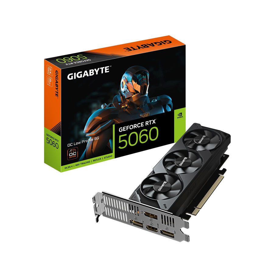 Gigabyte GeForce RTX™ 5060 OC Low Profile 8G, 2512 MHz, CUDA 3840, 28 Gbps, GDDR7, 128 bit, PCI-E 5.0, PSU 450W, DisplayPort 1.4a *1 HDMI 2.1b x1 - Leader Electronics