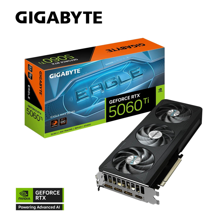 Gigabyte GeForce RTX™ 5060 Ti EAGLE MAX OC 8G, 2617 MHz, CUDA 4608, 28 Gbps, GDDR7, 128 bit, PCI-E 5.0, PSU 650W, DisplayPort 2.1b *3 HDMI 2.1b *1 - Leader Electronics