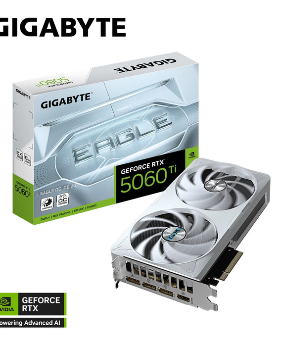 Gigabyte GeForce RTX™ 5060 Ti EAGLE OC ICE 8G, 2617 MHz, 28 Gbps, GDDR7, 128 bit, PCI-E 5.0, ATX, PSU 650W, DisplayPort 2.1b *3, HDMI 2.1b *1 - Leader Electronics