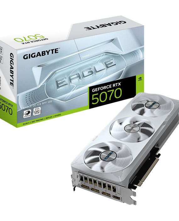 Gigabyte GeForce RTX 5070 EAGLE OC ICE SFF 12G, 2587 MHz, CUDA 6144, 28 Gbps, GDDR7, 192 bit, PCI-E 5.0, ATX, PSU 750W, DisplayPort 2.1b HDMI 2.1b *1 - Leader Electronics