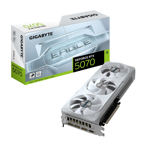 Gigabyte GeForce RTX 5070 EAGLE OC ICE SFF 12G, 2587 MHz, CUDA 6144, 28 Gbps, GDDR7, 192 bit, PCI-E 5.0, ATX, PSU 750W, DisplayPort 2.1b HDMI 2.1b *1 - Leader Electronics