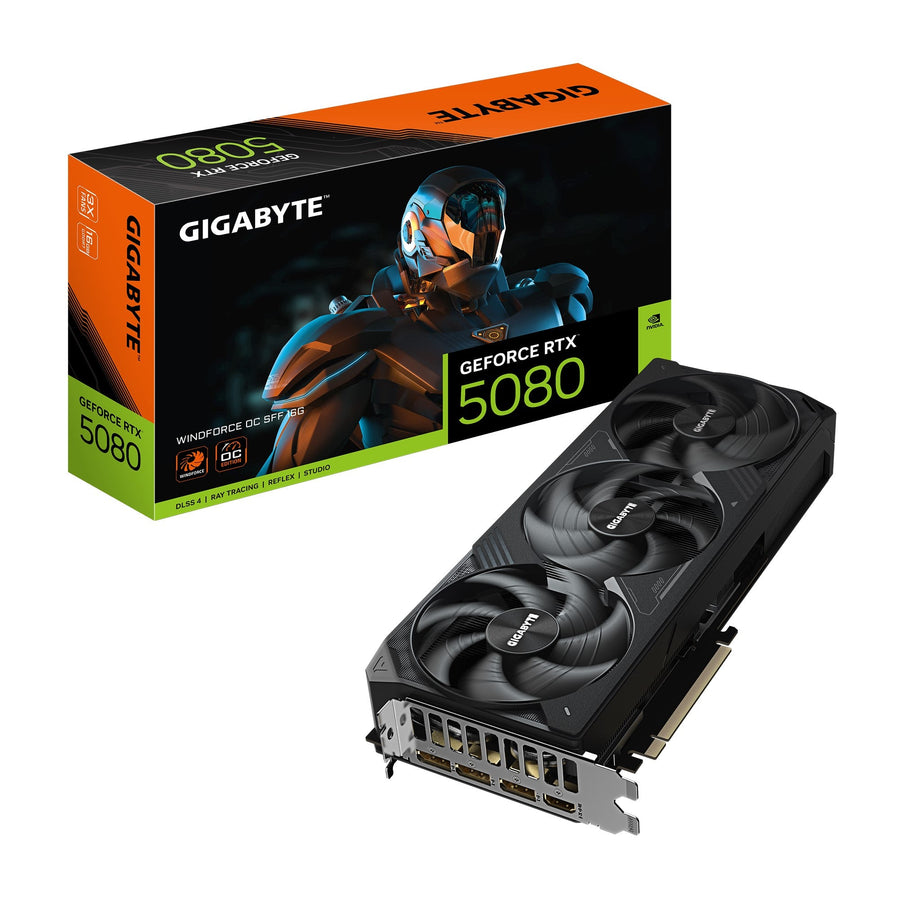 Gigabyte GeForce RTX™ 5080 WINDFORCE OC SFF 16G, 2670 MHz, CUDA 10752, GDDR7, 256 bit, PCI-E 5.0, PSU 850W, DisplayPort 2.1b x3 HDMI 2.1b x1 - Leader Electronics