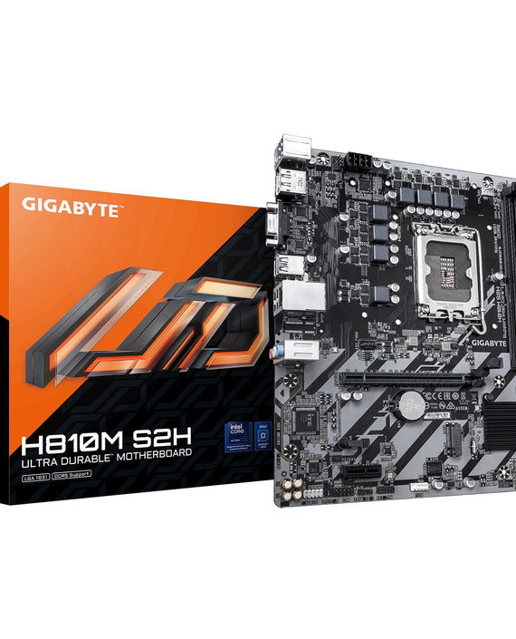 Gigabyte H810M S2H Intel LGA 1851 ATX Motherboard, 2x DDR5 ~128GB, 1x PCI-E x16, 1x PCI-E x1, 1x M.2, 4x SATA, 3x USB 3.2, 3x USB 2.0 - Leader Electronics