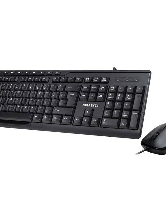 Gigabyte KM6300 USB Wired Keyboard & Mouse Combo multimedia controls 1000dpi Adjustable Portable slim receiver Stylish design comfort - Leader Electronics