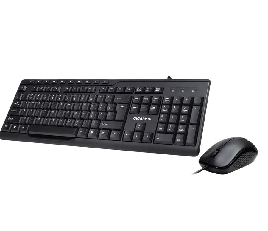 Gigabyte KM6300 USB Wired Keyboard & Mouse Combo multimedia controls 1000dpi Adjustable Portable slim receiver Stylish design comfort - Leader Electronics