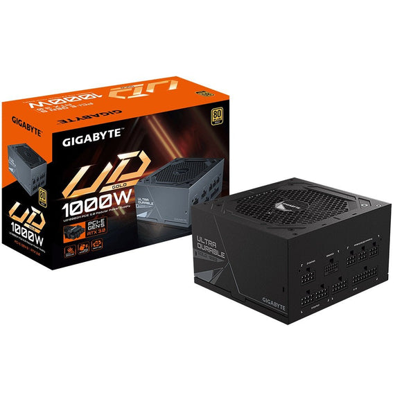 Gigabyte UD1000GM PG5 2.0 1000W ATX PSU Power Supply 80+ Gold >90% 120mm Fan Black Flat Cables Single +12V >100K Hrs - Leader Electronics