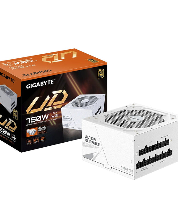 Gigabyte UD750GM ICE PG5 750W ATX PSU Power Supply 80+ Gold >90% Black Flat Cables Single +12V Rail Japanese >100K Hrs (NEW) - Leader Electronics