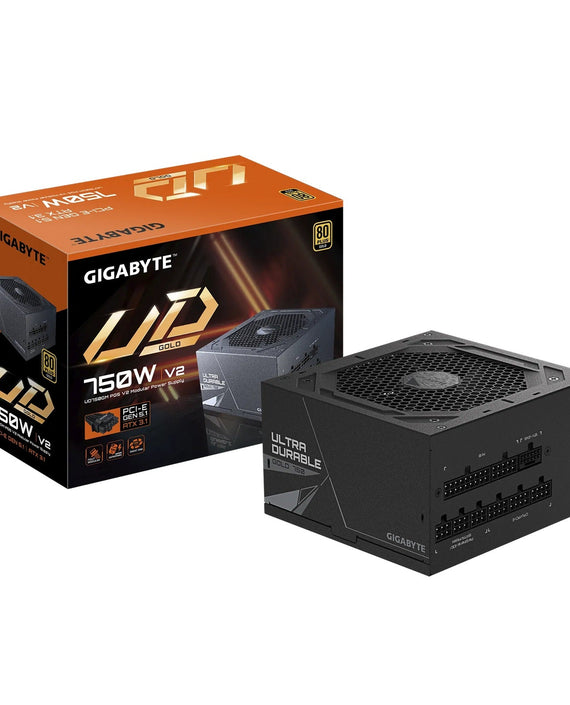 Gigabyte UD750GM PG5 V2, 750W ATX PSU Power Supply 80+ Gold >90% Black Embossed Cables 100-240 Vac >100K Hrs (NEW) - Leader Electronics