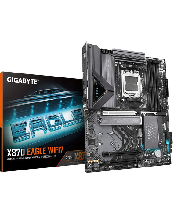 Gigabyte X870 EAGLE WIFI7 AMD AM5 ATX Motherboard 4x DDR5~256GB,3x PCIe x16, 3x M.2, 4x SATA 6, 4x USB 3.2, 4x USB2.0, 2x USB-C - Leader Electronics